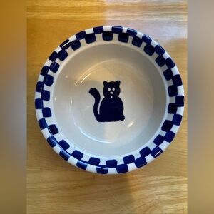 Castlemere stoneware cat food bowl 6 inches in cobalt blue.